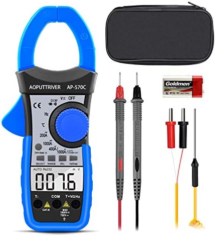 Digital Clamp Meter dc amp Meter AOPUTTRIVER AP-570C 4000 Counts Auto-ranging Multimeter with Amp,Volt,Ohm,Capacitance,Diode,Frequency,Continuity Buzzer,Temperature with Backlight