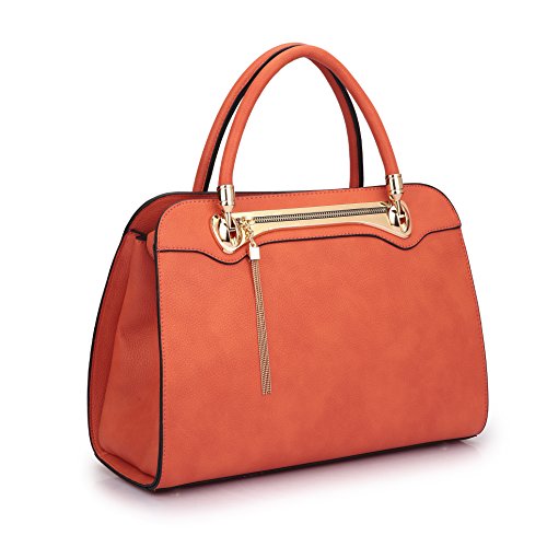Women Structured Satchel Handbag Top Handle Purses Fashion Shoulder Bag with Fringed Tassel
