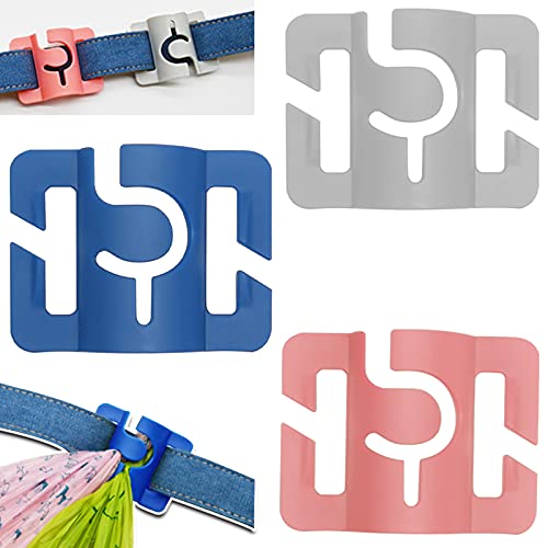 Image of Hands-Free Dog Poop Bag Holder for Basic Dog Leash Used Doggie Poop Bags Carrier for Flat Leash(Blue+Pink+Grey)