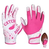 HANDLANDY HLDD American-Football-Handschuhe für Kinder und Jugendliche – Supergriffige Receiver-Handschuhe mit starkem Griff und hoher Strapazierfähigkeit (Rosa, XS/S)