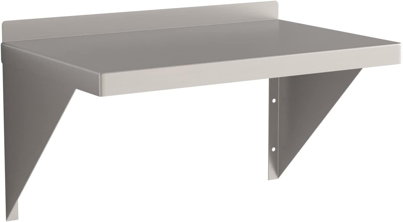 18 Gauge Stainless Steel 15" x 72" Solid Wall Shelf