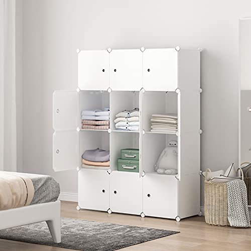 Aeitc Large Storage Cubes- 14''X 18'' (12 Cube)-Clothes , Diy , Closet Organizer With Doors, Modular Bookshelf Units, Toy Organizer, White #TOP1