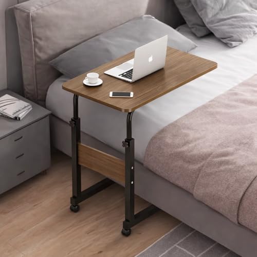 HOMIVIO Adjustable Overbed Table with Wheels - Height Adjustable Rolling Laptop Desk for Bedroom Living Room & Home Office