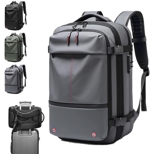 Mochila Vacpack, mochila a vácuo, mochila expansível de compressa a vácuo 60L, mochila de viagem à prova d'água e antifurto(Gray,Without vacuum pump)