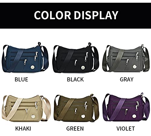 Dengshanyang Anti Thief Crossbody Bag For Women Waterproof Shoulder Bag Messenger Bag Casual Nylon Purse Handbag (Black) #TOP3