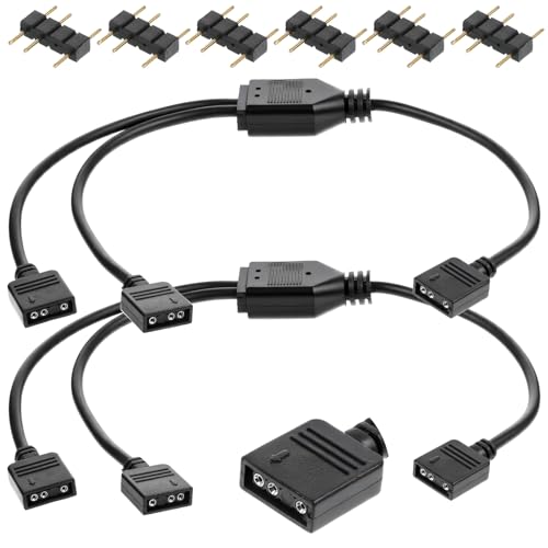 ARGB Splitter Cable, 1-to-2 Female to Female 5v 3 Pin Addressable RGB Cable Extension, 1-to-2 Addressable RGB Spliter Extension Cables with Male Pins for Computer LED Light Fan(2 PCS)
