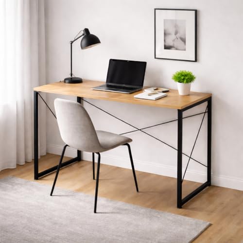 Image of EXVITO Portable Wood & Metal Computer Desk | Foldable Modern Writing | Multipurpose Study Table Best for Home, School, Office Work & More | Ideal for Kids & Adults - Wallnut, Standard