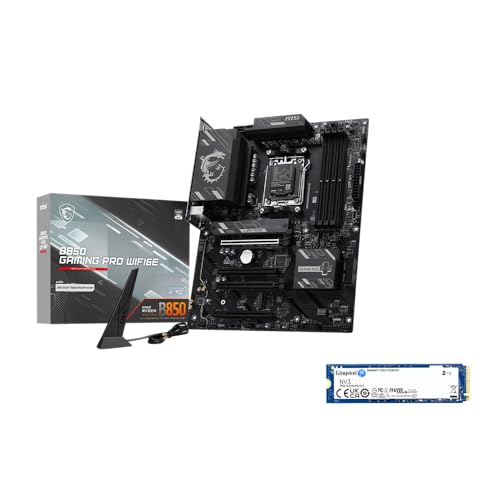 Image of MSI B850 GAMING PRO WIFI6E Motherboard, ATX-Supports AMD Ryzen 9000 /8000 /7000 Processors,AM5-DDR5 Memory Boost 8200+ MT /s (OC), PCIe 4.0 x16,M.2 Gen5,Wi-Fi 6E,2.5G LAN+Kingston NV3 2TB NVMe SSD Bundle