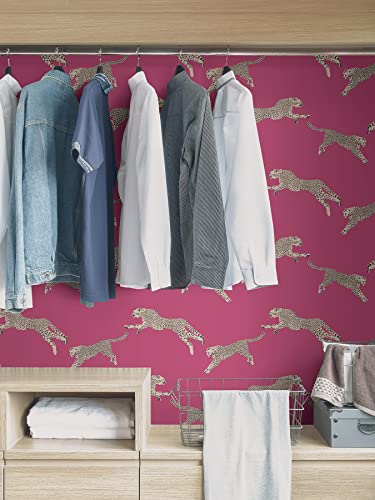 Bubblegum Leaping Cheetah Peel & Stick Wallpaper #TOP4
