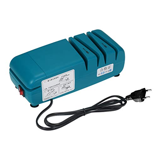 Professional Electric Knife Sharpener for Straight Serrated Knives and Kitchen Shears with 3 Stage Diamond Sharpening Wheel for Sharp Durable Edges