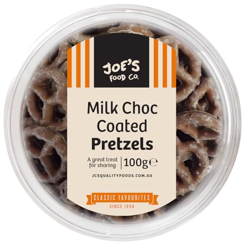 Joe's Food Co Milk Chocolate Coated Pretzels – 100g Tub | Sweet & Salty Snack | Party Treat