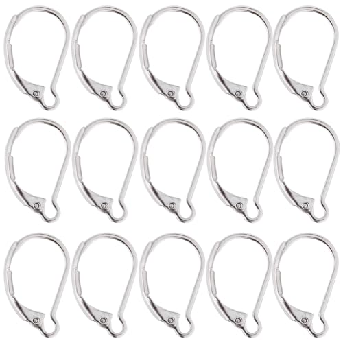 SUNNYCLUE 1 Box 100Pcs Stainless Steel Earring Hooks Leverback Earring Findings Lever Back Earring Hook French Ear Wire Hypoallergenic Earring Clasp Leverbacks for jewellery Making DIY Dangle Earrings