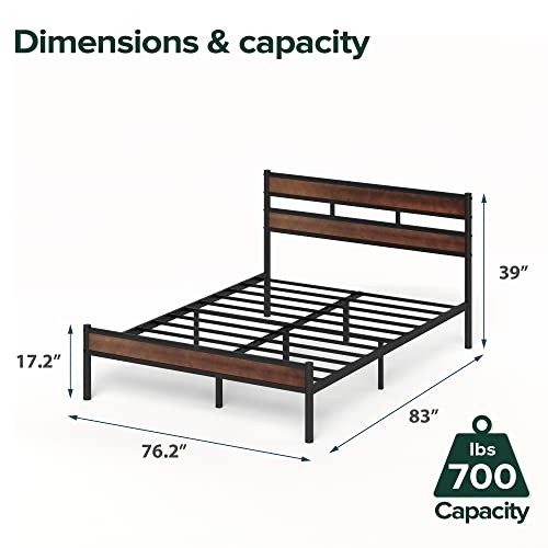 Zinus Roman Bamboo And Metal Platform Bed Frame / No Box Spring Needed / Easy Assembly, King #TOP1