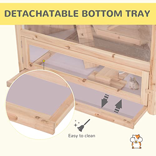 Pawhut 3-Tier Extra Large Wooden Hamster Cage With Seesaws, Small Animal Cage And Habitat, Mice, Rat, Gerbil, & Hamster Habitat, Ladder, Feeding Bowl, Openable Top And Front Door #TOP5