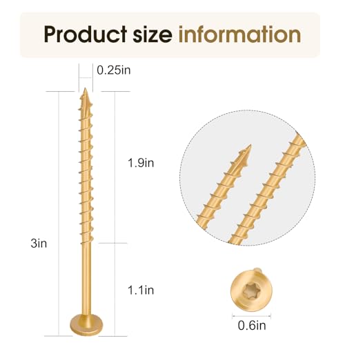 image for PuCiss #10×3 Inch Lag Screws, 50pcs Structural Wood Screws, Heavy-Dut