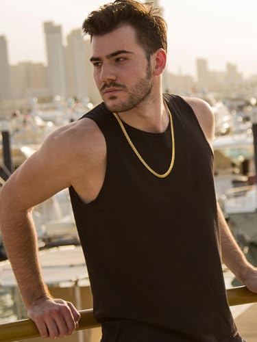 U7 Men 18K Gold Plated Chain Fashion Jewelry 6MM Wide Unique Snake Curb Chain Necklace, 18 Inch Choker