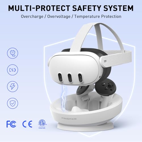 PRISMXR Charging Dock Compatible with Meta Quest 3 Accessories, 27W Fast Charge Station for Quest3 and Controllers with 2 Rechargeable Batteries (Carina D1) - Image 6