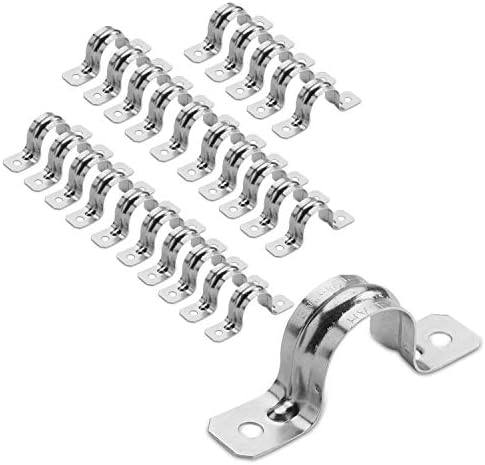 OhLectric Pipe Support Strap - Steel Pipe Strap with 2 holes - Heavy-Duty 1 inch U Bracket - Zinc Coated Tension Tube Clip - Pipe Clamp for EMT Conduits - OL-72860 - 25 PCS
