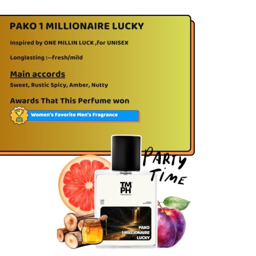 Image of TMPerfumehouse Pako 1 millionaire lucky EDP for Men | Sweet, Fruity & Long Lasting Perfume Spray | Woody, Sweet & Honey Fragrance | Luxury Gift for Him | TMPH | 50ml