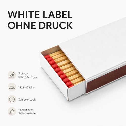 jameitop® 2 Schachteln White Label Riesen Zündhölzer OHNE Druck ideal für Kamin Sicherheitszündhölzer 90 Streichhölzer, 95mm