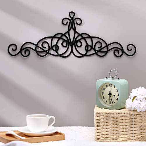Metal Wall Decor Traditional Metal Scroll Wall Art Decor Rustic Iron Wall Medallion Black Metal Scroll Wall Art Iron Metal Wall Plaque For Home Living Room Decoration, 15.76 X 5.52 Inch #TOP6