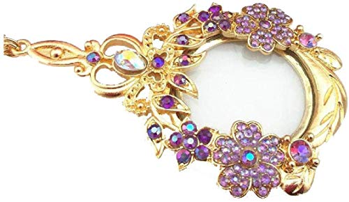 QHYTL Lupa de Pantalla Collar de Lupa Especial de Alta definición Espejo de Aumento de 5 Veces Anciano Lectura Diamante de imitación portátil Hierba de la Suerte Lupa de sección Larga co Cover