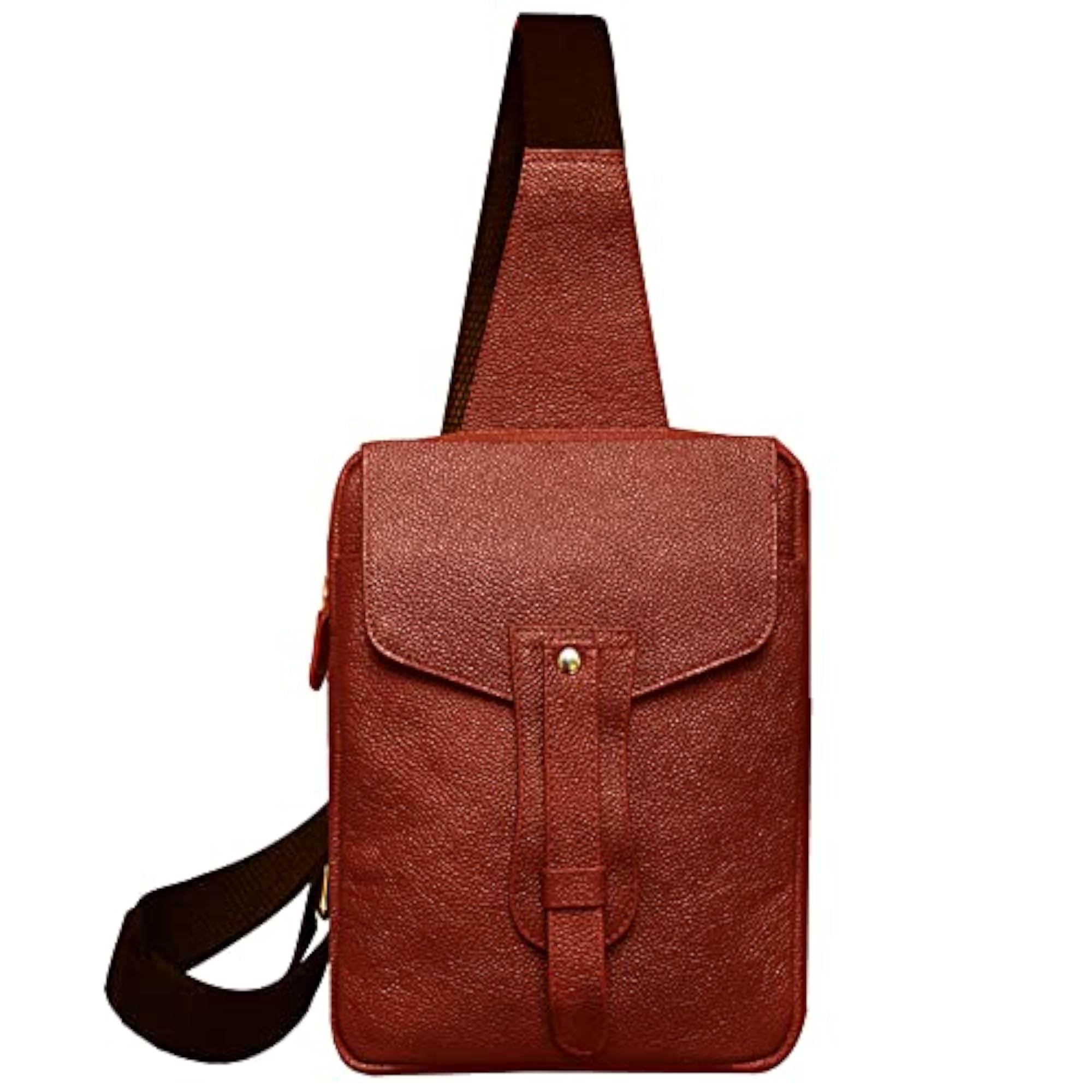Genuine Leather Brown Shoulder Chest Bag for Men & Women