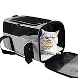 Top tasta Cat Carriers Dog Carrier Pet Carrier for Small Cats Dogs Puppies Under 15Lbs,Top Load Carrier Soft Sided,Collapsible Travel Puppy Carrier (Medium, Grey&Black)