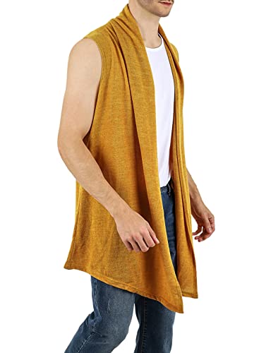 GIVON Men's Lightweight Ruffle Shawl Collar Sleeveless Vest Cardigan with Long Drape Cape2