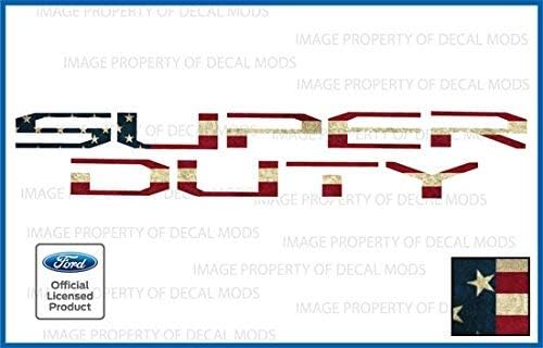 (2017-2022) Hood Grille Decal Sticker Letter Inserts Inlays (Thin) for Ford F250 F350 F450 Super Duty (American Flag) - Worn