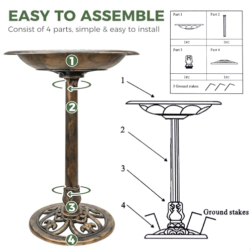 Vypart Birdbaths for Outdoors Solar Powered - Large Bird Baths for the Garden with Fountain, Heavy Duty Bird Baths for Clearance Made in USA - Perfect Addition to Your Backyard by Vypart - Used condition - Image 4