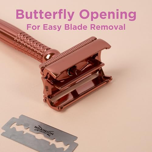 Wilkinson Sword Rasoio Da Donna In Metallo Intuition Double Edge Rose Gold (Rasoio) + 10 Lame - 4