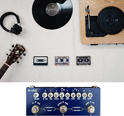 Pedal para Guitarra Elétrica Baixo e Acústica, Multi Efeitos para Baixo, Simulação IR, M-Vave, Recar