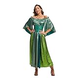 Pixiemain Renaissance Costume Women Medieval Chemise Princess Dress Victorian Fairy Halloween Costume Green S