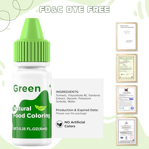 Natural Food Coloring Liquid Set - 6 Vibrant Color Food Grade — view 2
