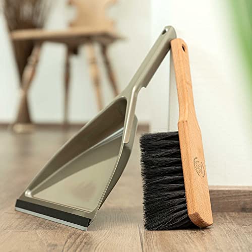 SIDCO Kehrgarnitur Metall Kehrblech + Handfeger Rosshaar Kehrset Schaufel m Gummilippe – Bild 3