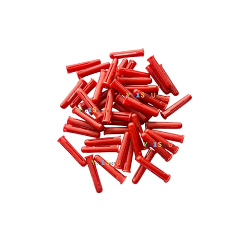 Image of Red 6mm Wall Plugs Masonry 5mm Yellow Wall Plugs, 6.0mm Fixing Hole Diameter, for Stone, Brick or Concrete Fixing Plastic Expansion Raw Plugs 7mm Brown Wall plug (50, Red, 6mm)
