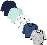 TupTam Baby Jungen Wickelshirt Langarmshirt 5er Set, Farbe: Farbenmix 3, Größe: 62