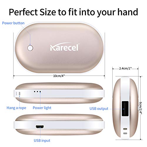 Karecel Rechargeable Hand Warmers, Electric Hand Warmer 5200mAh Powerbank Reusable Handwarmers, Portable USB Hand Warmer Heater Battery Pocket Warmer, Best Gifts for Men and Women in Cold Winter - Thumbnail 2