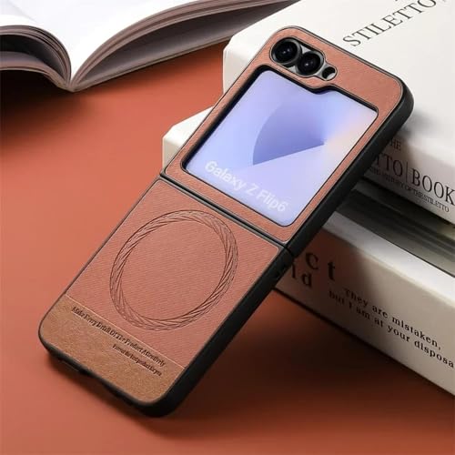 Coque Samsung Galaxy Z Flip6 magnétique en polycarbonate marron rigide