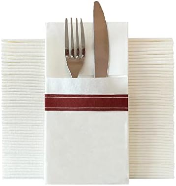 JINYUDOME Dinner Napkins Disposable, Linen-Feel Napkins with Buil-in Flaware Pocket, Soft & Absorbent Pre-Folded Napkins for Parties, Wedding or Events,Pack of 50