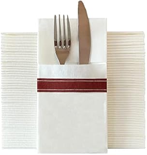 JINYUDOME Dinner Napkins Disposable, Linen-Feel Napkins with Buil-in Flaware Pocket, Soft & Absorbent Pre-Folded Napkins for Parties, Wedding or Events,Pack of 50