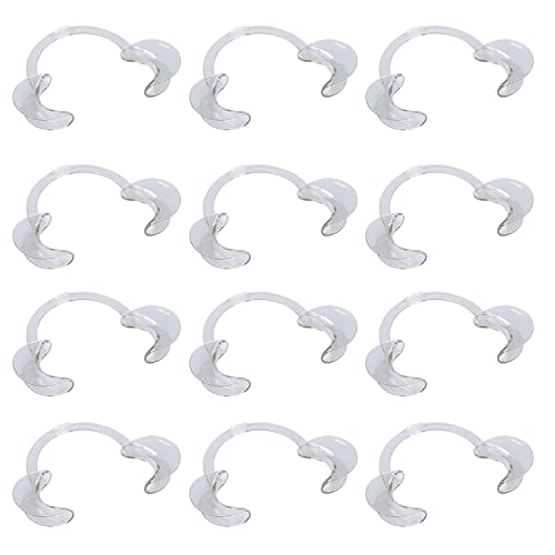 kuou 12 Pieces Mouth Opener, M Size C-Shape Clear Dentistry Dental Tools Cheek Retractor for Mouthguard Challenge Game