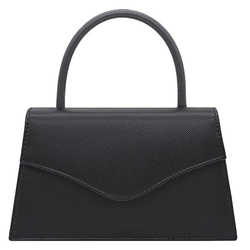 Milisente Bolsa feminina para noite e festa nupcial, bolsa clutch para coquetel, formatura, com couro envernizado, Preto em relevo vintage, Medium