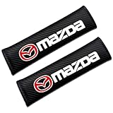 KYMEDQ Almohadillas Cinturón Coche para Mazda B Series 1961-2006 Fundas Protectoras Hombro Textura Fibra de Carbono Cuero PU Suave Cojín Cuello Accesorios Interior Auto 2 Piezas,A