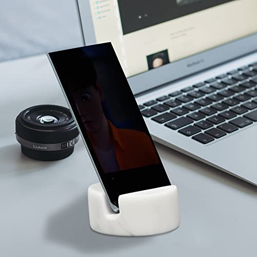 Round White Natural Marble Phone Holder With Silicone Protection, Can Be Placed On Your Dining Table, Table Or Bed, Suitable For Mobile Phone Or Tablet #TOP4