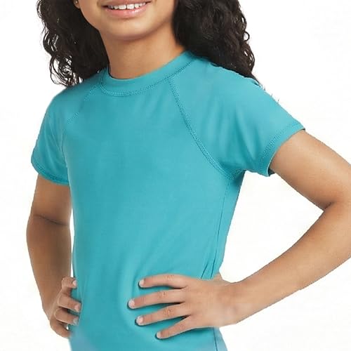 Image of Lands' End Girls' Swim UPF 50+ Short Sleeve Sun Tee Rash Guard Shirt