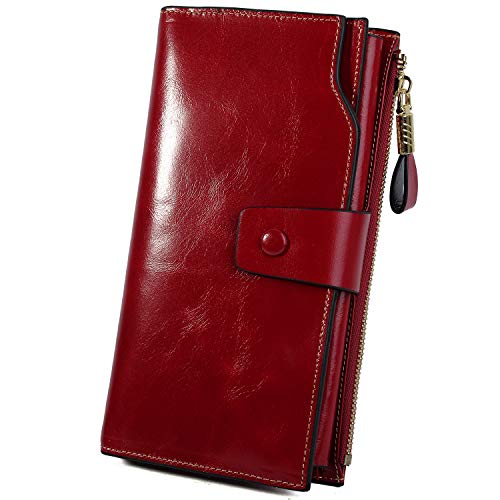 YALUXE Women’s Genuine Leather Wallet RFID Blocking Multi Card Holder with Cell Phone Pocket Mothers Day Gifts
