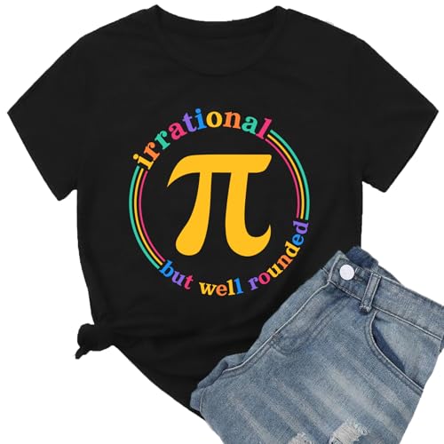 Ithalt Pi Day Shirt for Women: Happy Pi Day Shirts Funny Math Teacher T Shirts Pi Day Gifts Tops(Black, Medium)
