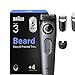Braun Barttrimmer Series 3, Elektrischer Bartschneider Herren, 4 Zubehörteile, Ultrascharfe Klinge, 50 Min Akkulaufzeit, Kabelloser Bartrasierer, 40 Längen, BT3525, Grau